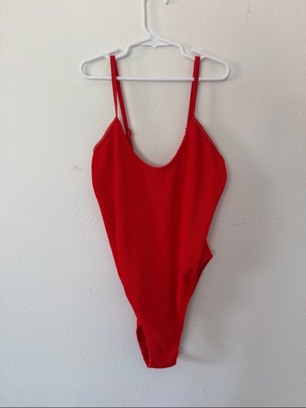 Good American Red Textured One-Piece Swimsuit